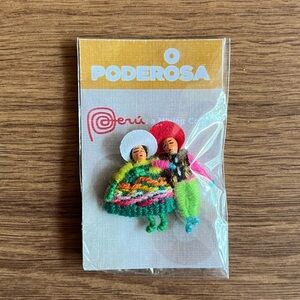 NWT Spanish Miniature Worry Dolls Pin; Ethnic Jewelry; Spanish Jewelry